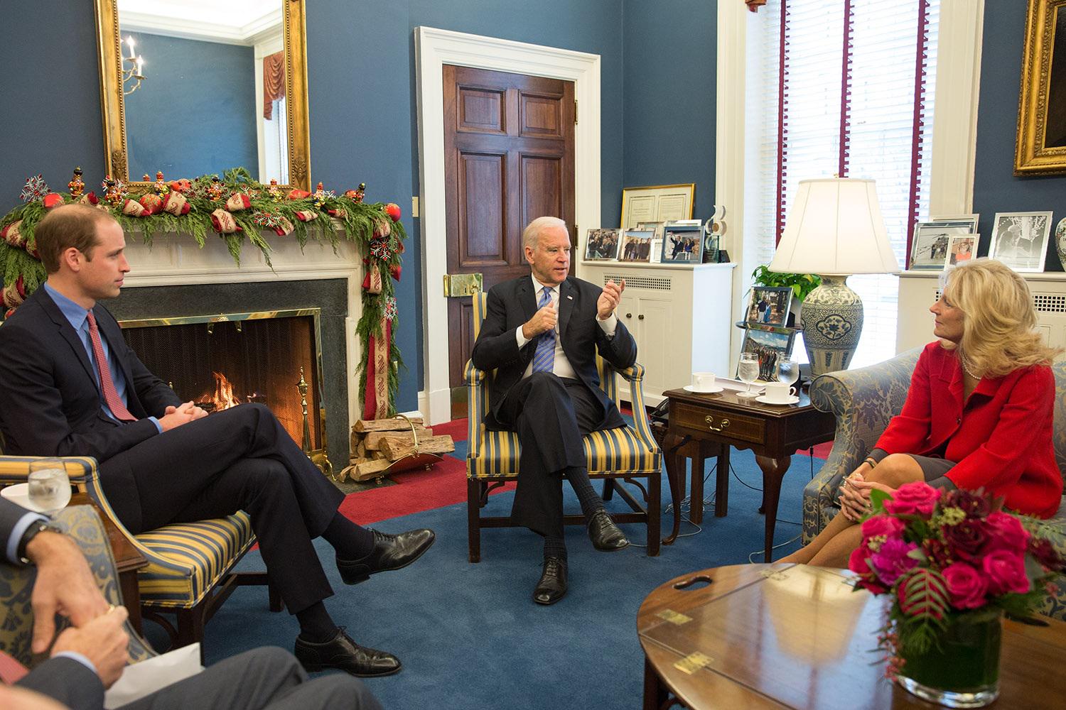 Joe and Jill Biden meet with Prince William 2014