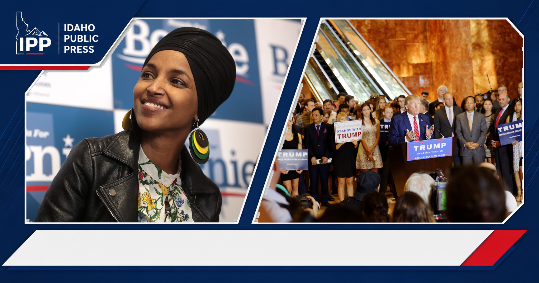 Ilhan Omar and Donald Trump featured editorial graphic