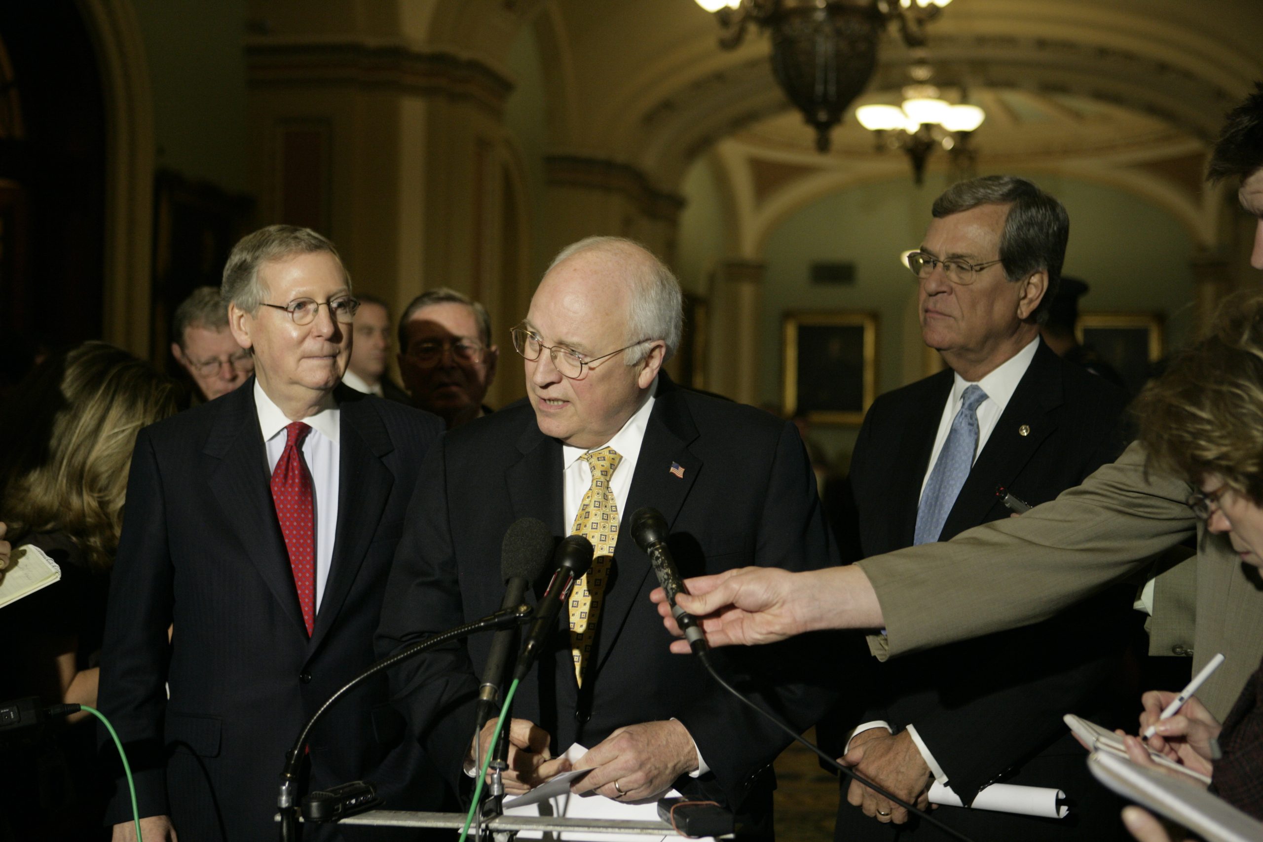 Vice President Cheney Addresses the Press with Senate Minority Leader Mitch McConnell and Senator Trent Lott at the U.S. Capitol Building DPLA 6d72cf2cd93ef7def4d2f8f10afd6155
