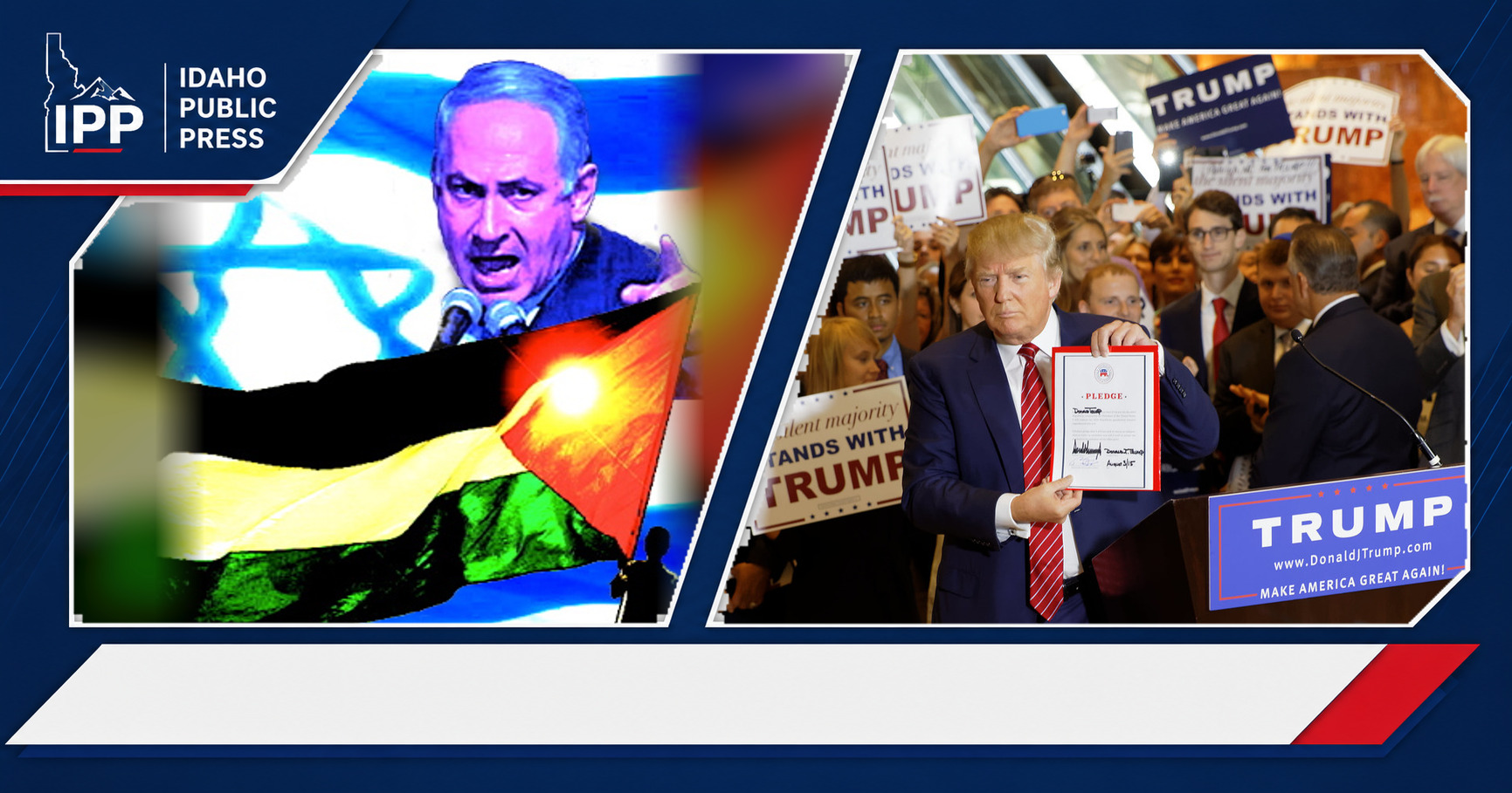 Benjamin Netanyahu and Donald Trump featured editorial graphic