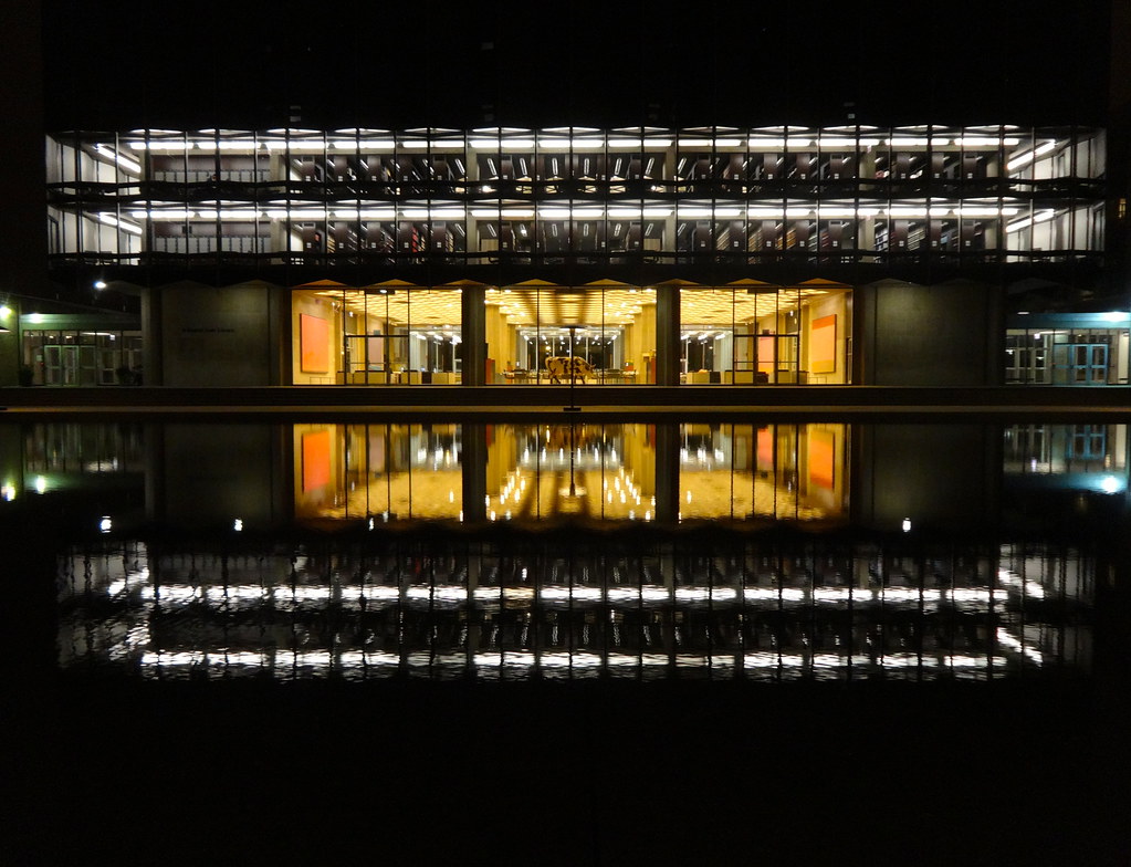 Eero Saarinen University of Chicago Law School Building at Night