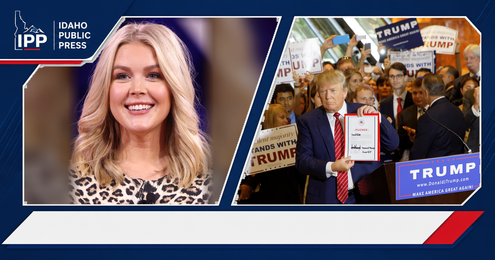 Karoline Leavitt and Donald Trump featured editorial graphic