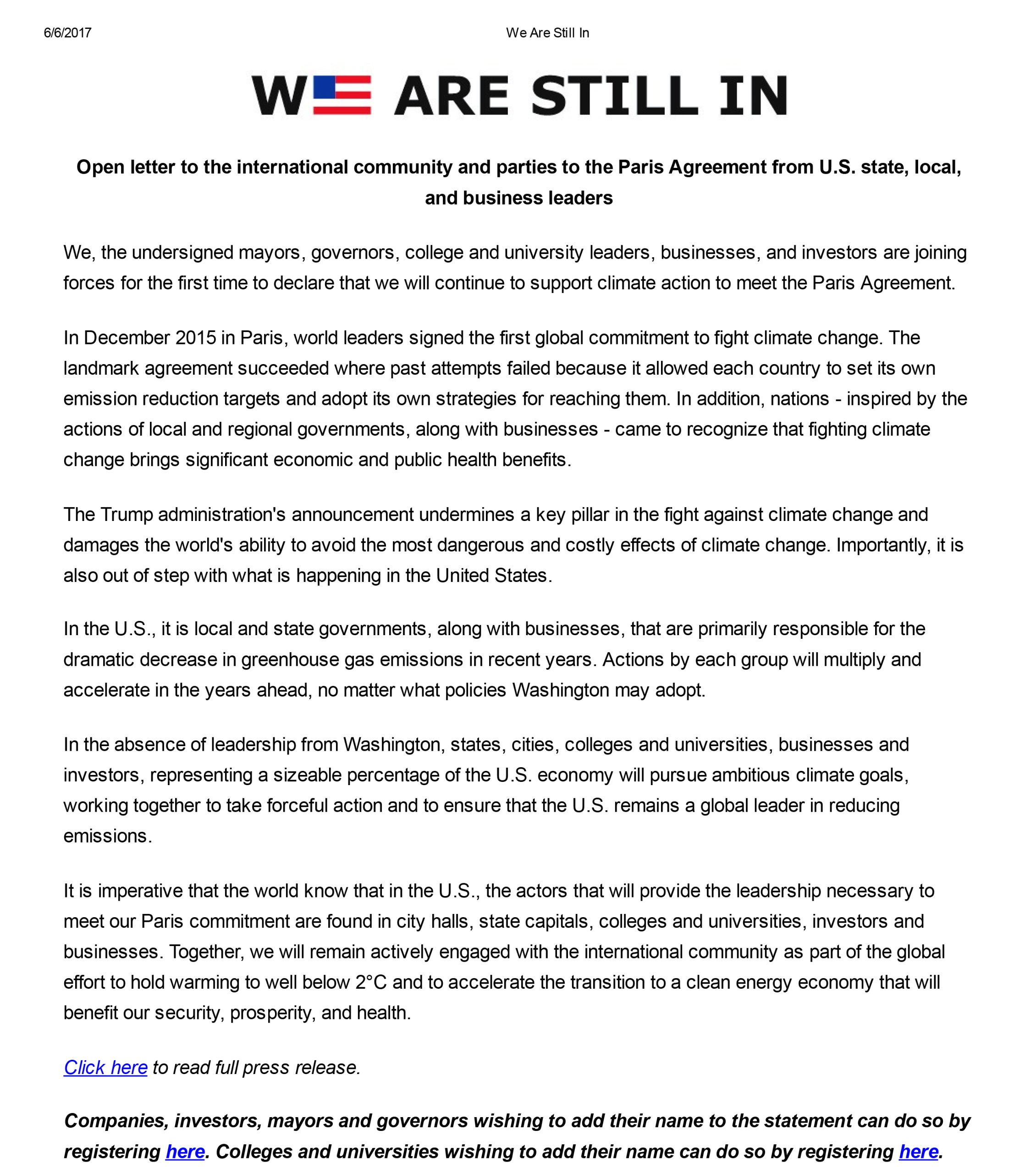 "We Are Still In."