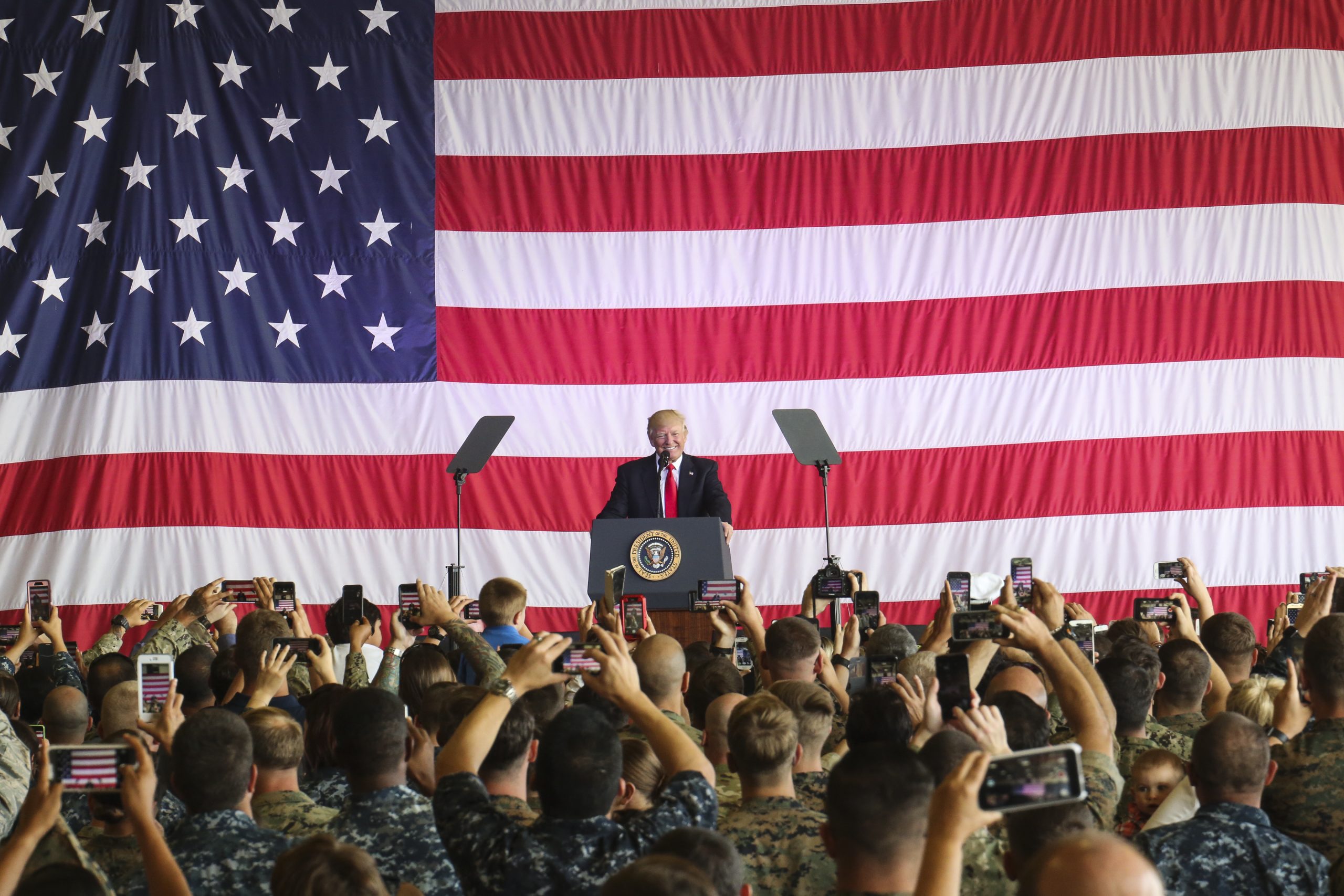 President Donald Trump speaks to U.S. service members overseas 170527 M GL218 210