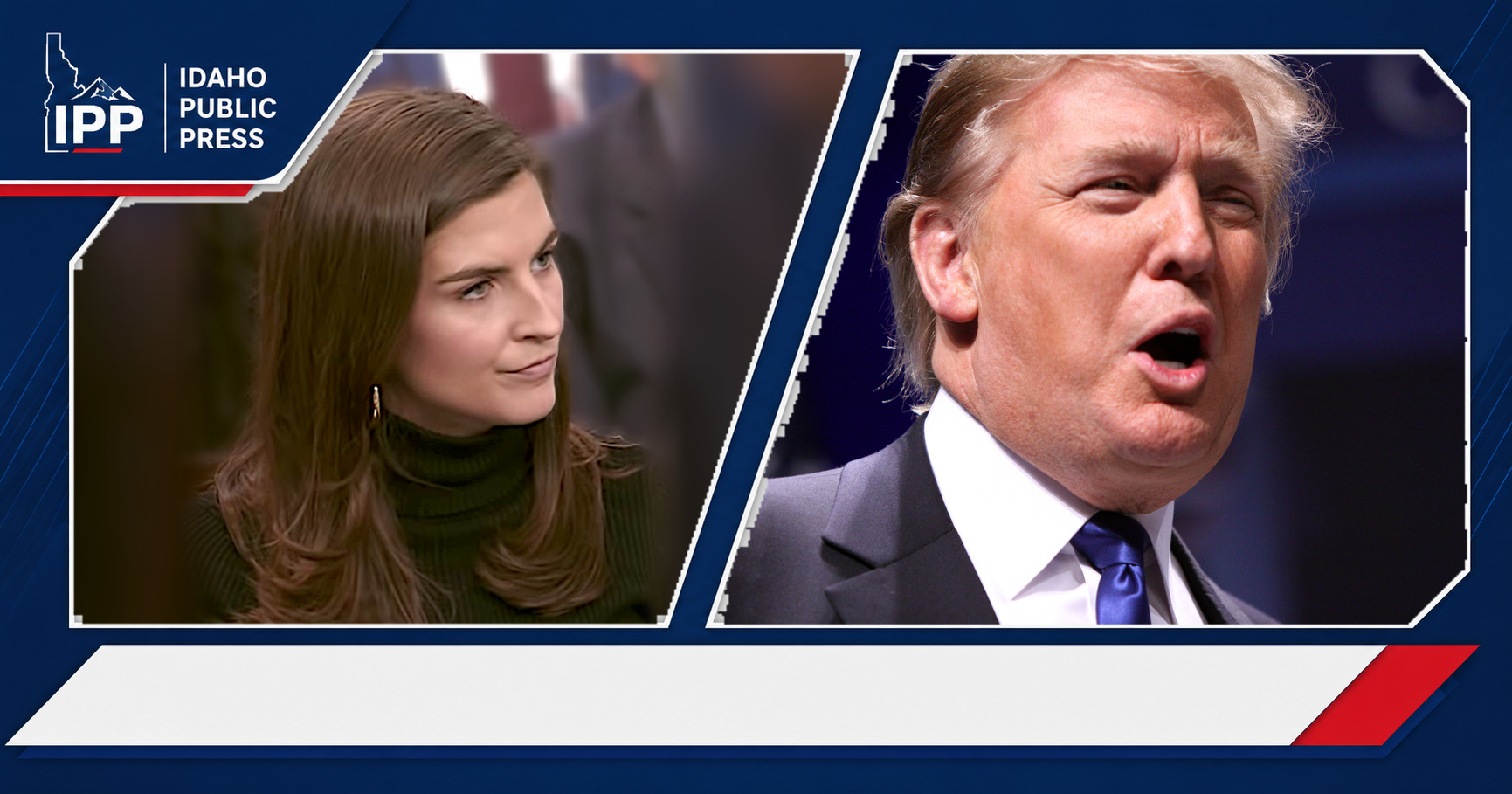 Kaitlan Collins and Donald Trump featured editorial graphic