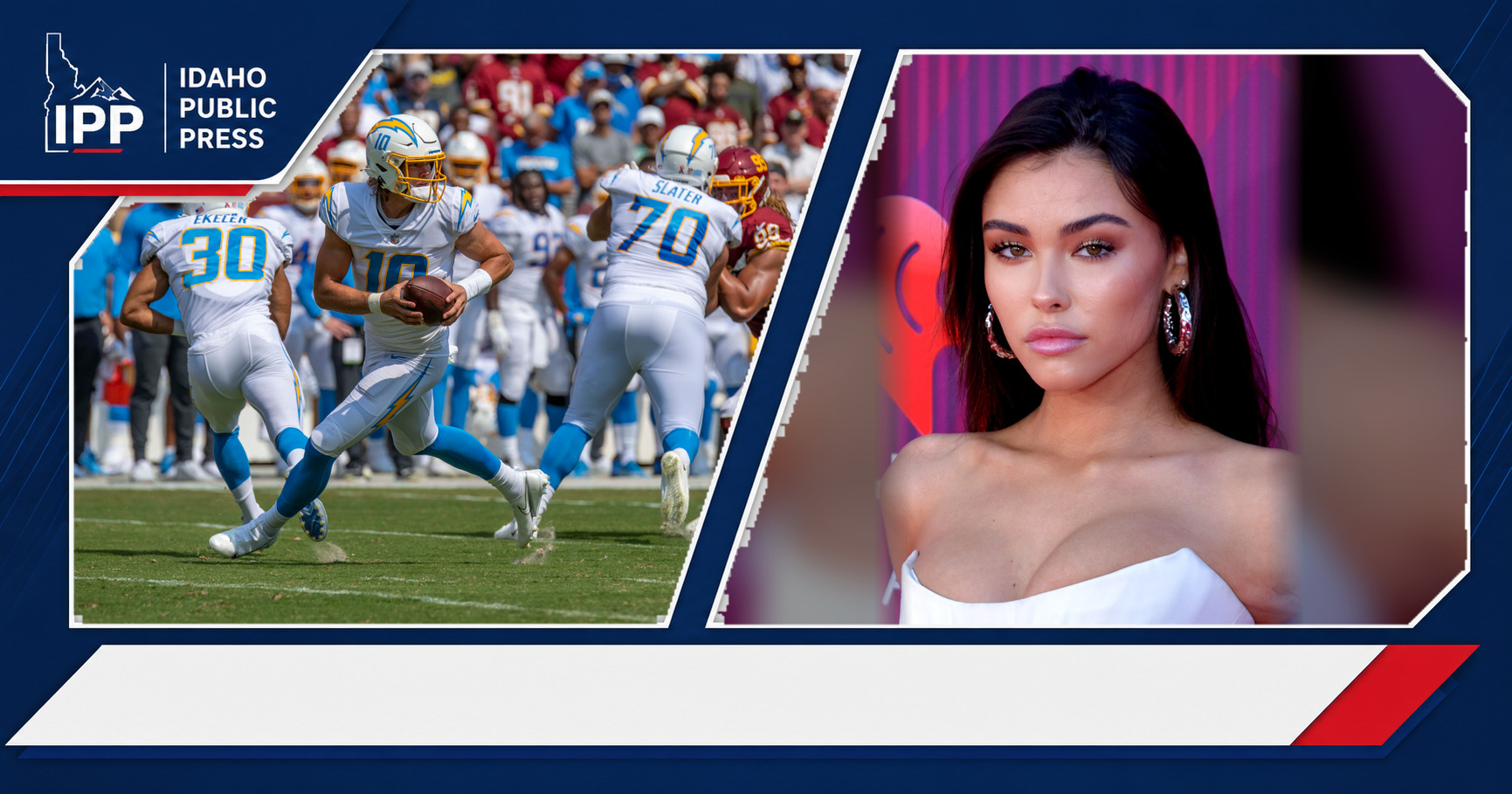 Justin Herbert and Madison Beer featured editorial graphic