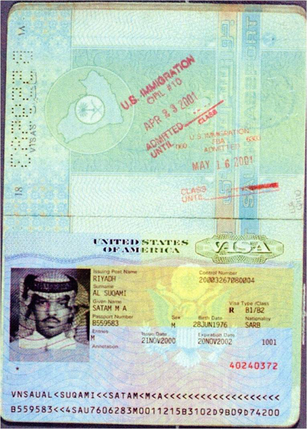 Suqami passport US visa and immigration stamps