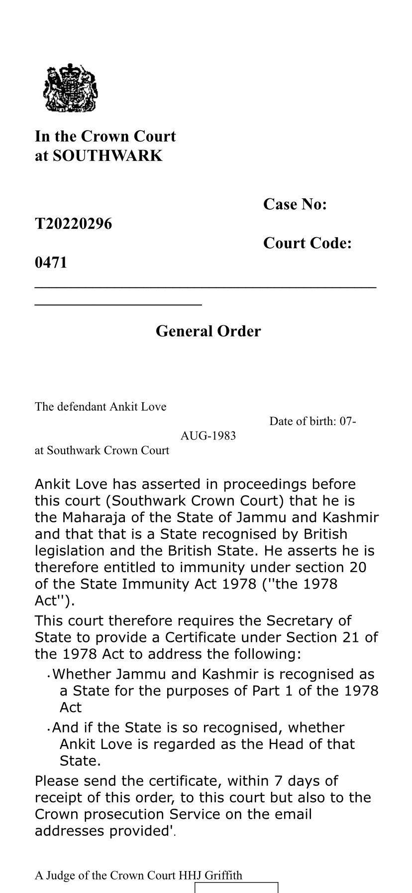 Uk crown court order