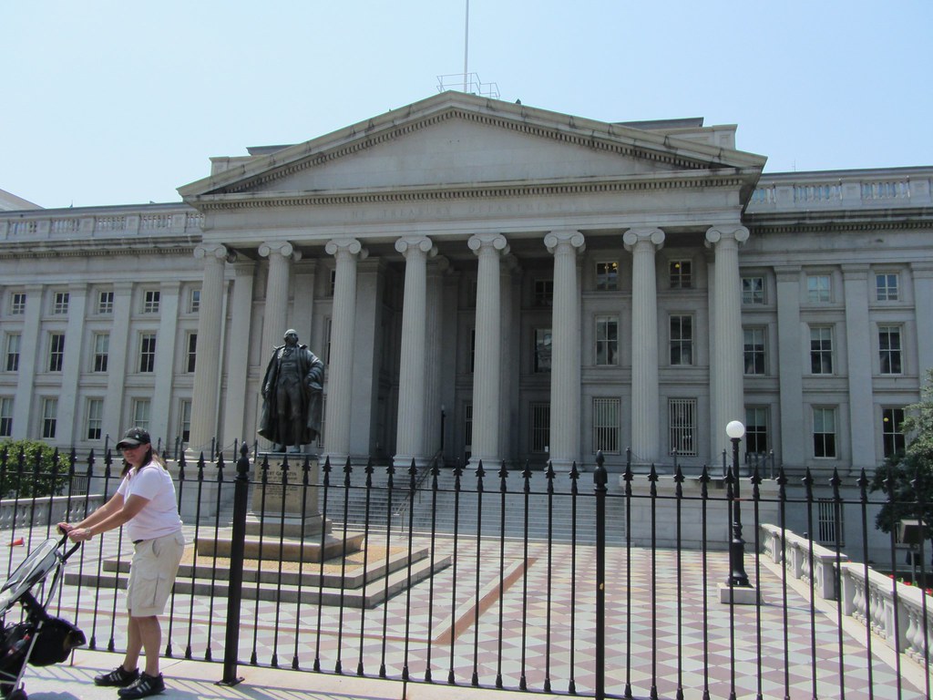 U.S. Department of the Treasury next to White House