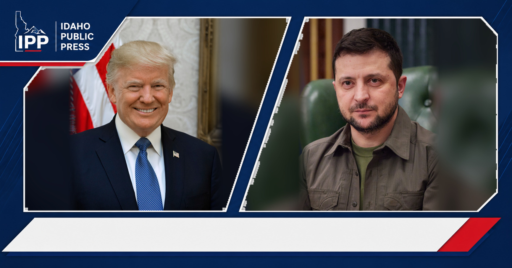 Donald Trump and Volodymyr Zelenskyy featured editorial graphic