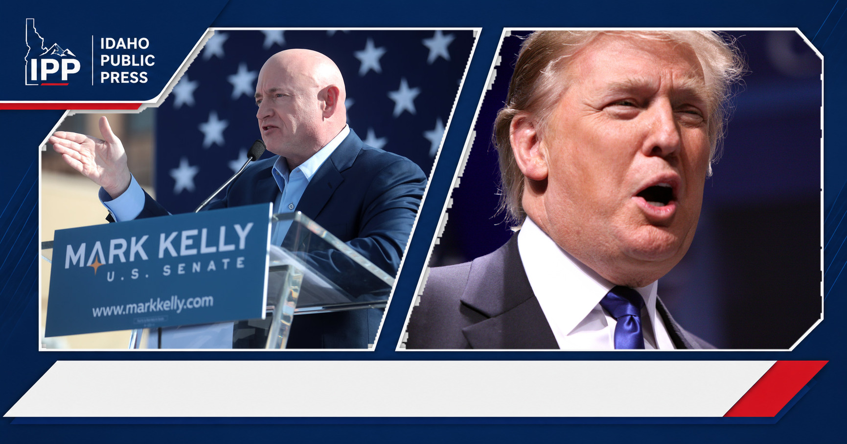 Mark Kelly and Donald Trump featured editorial graphic