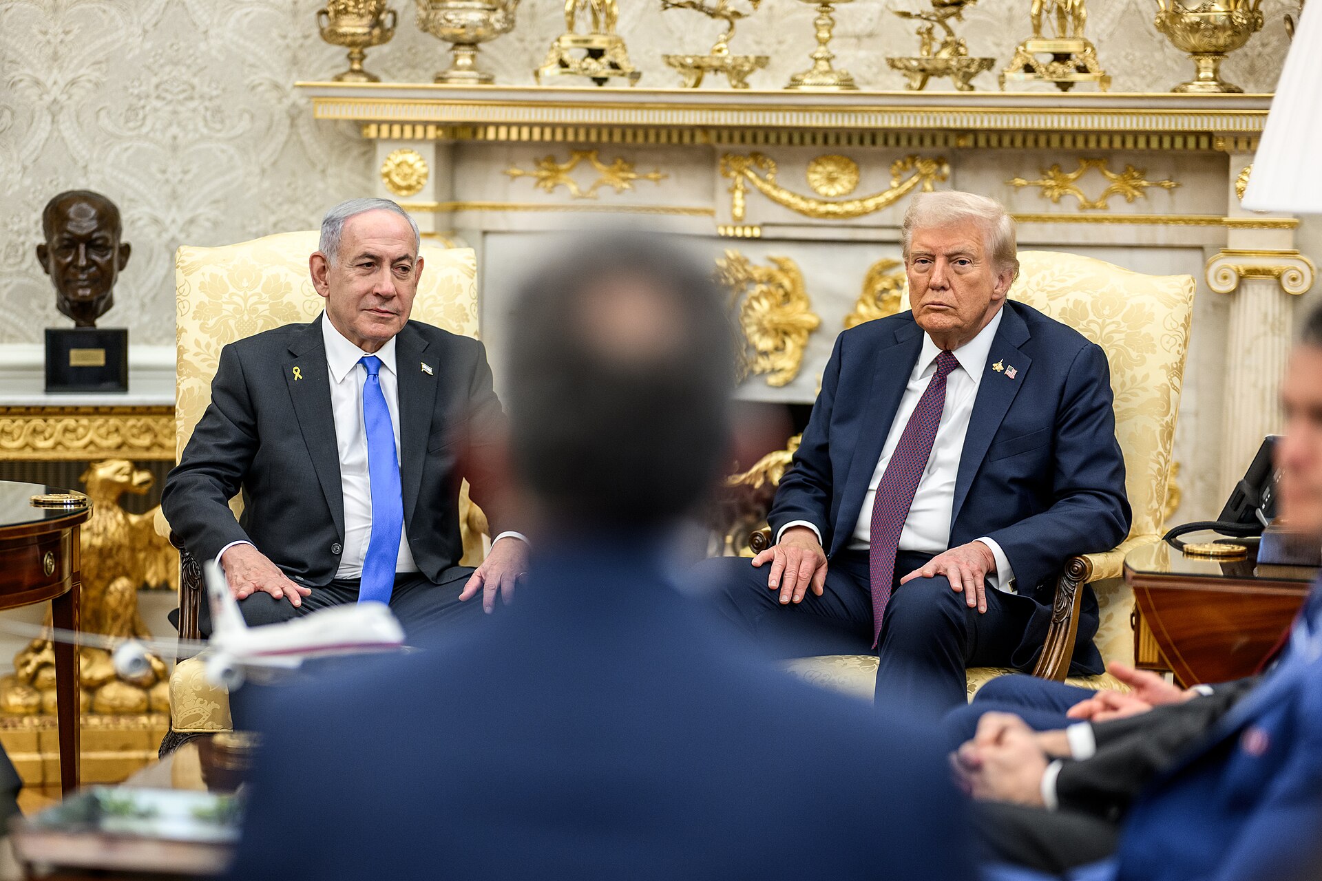 P20250929DT 0234 President Donald Trump and Israeli Prime Minister Benjamin Netanyahu hold a joint press conference