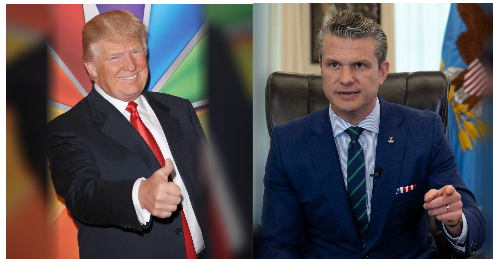 Donald Trump and Pete Hegseth featured editorial graphic