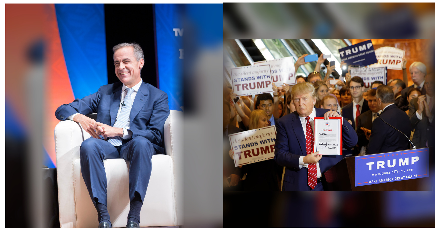 Mark Carney and Donald Trump featured editorial graphic