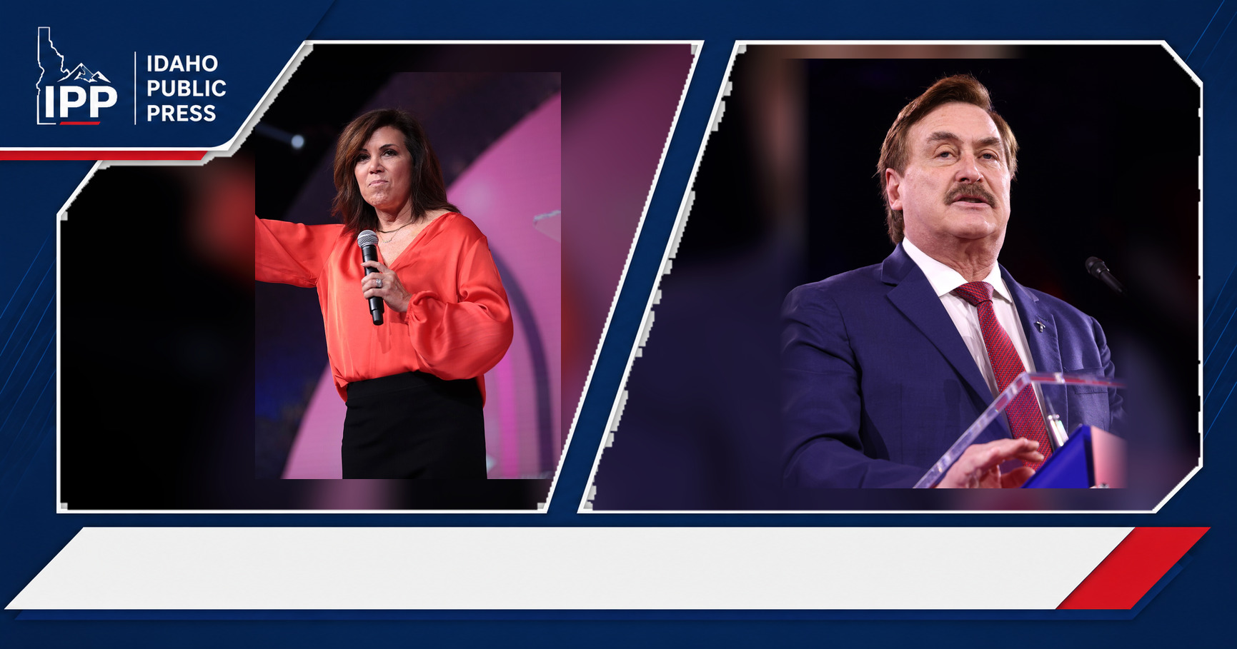 Michele Tafoya and Mike Lindell featured editorial graphic
