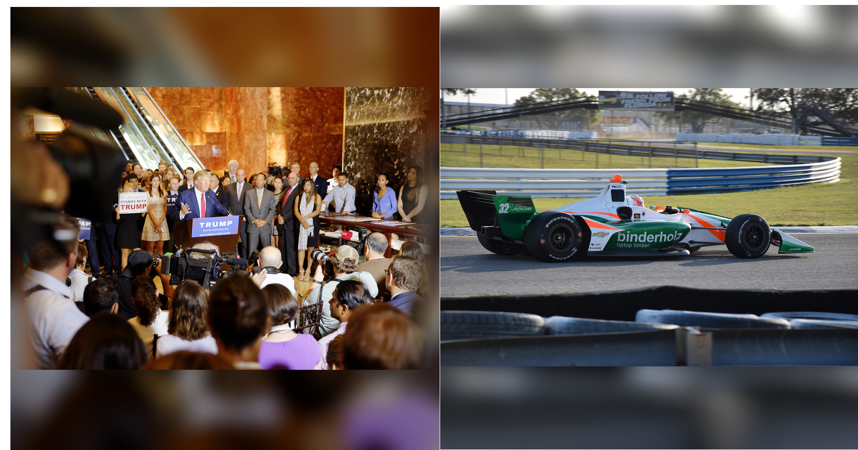 Donald Trump and INDYCAR featured editorial graphic