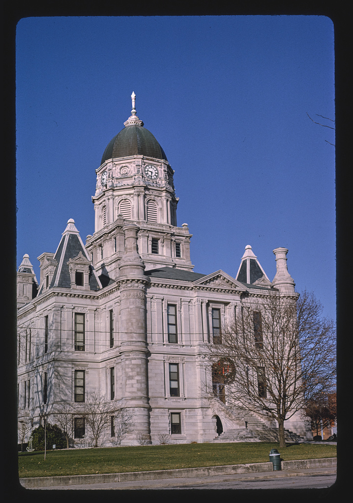 Whitley County Courthouse, upper detail, Columbia City, Indiana (LOC)