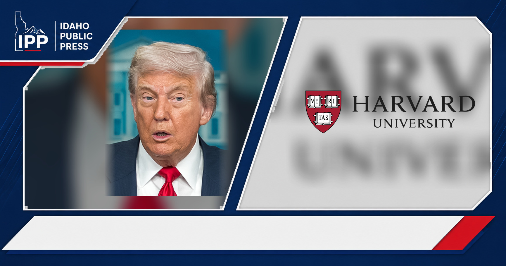 Donald Trump and Harvard University featured editorial graphic