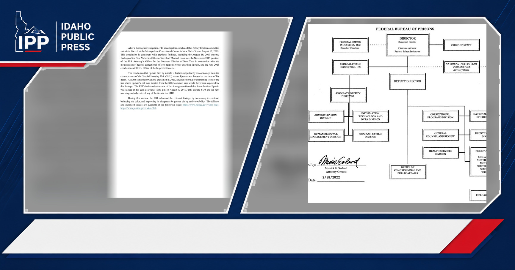 Jeffrey Epstein and Federal Bureau of Prisons featured editorial graphic