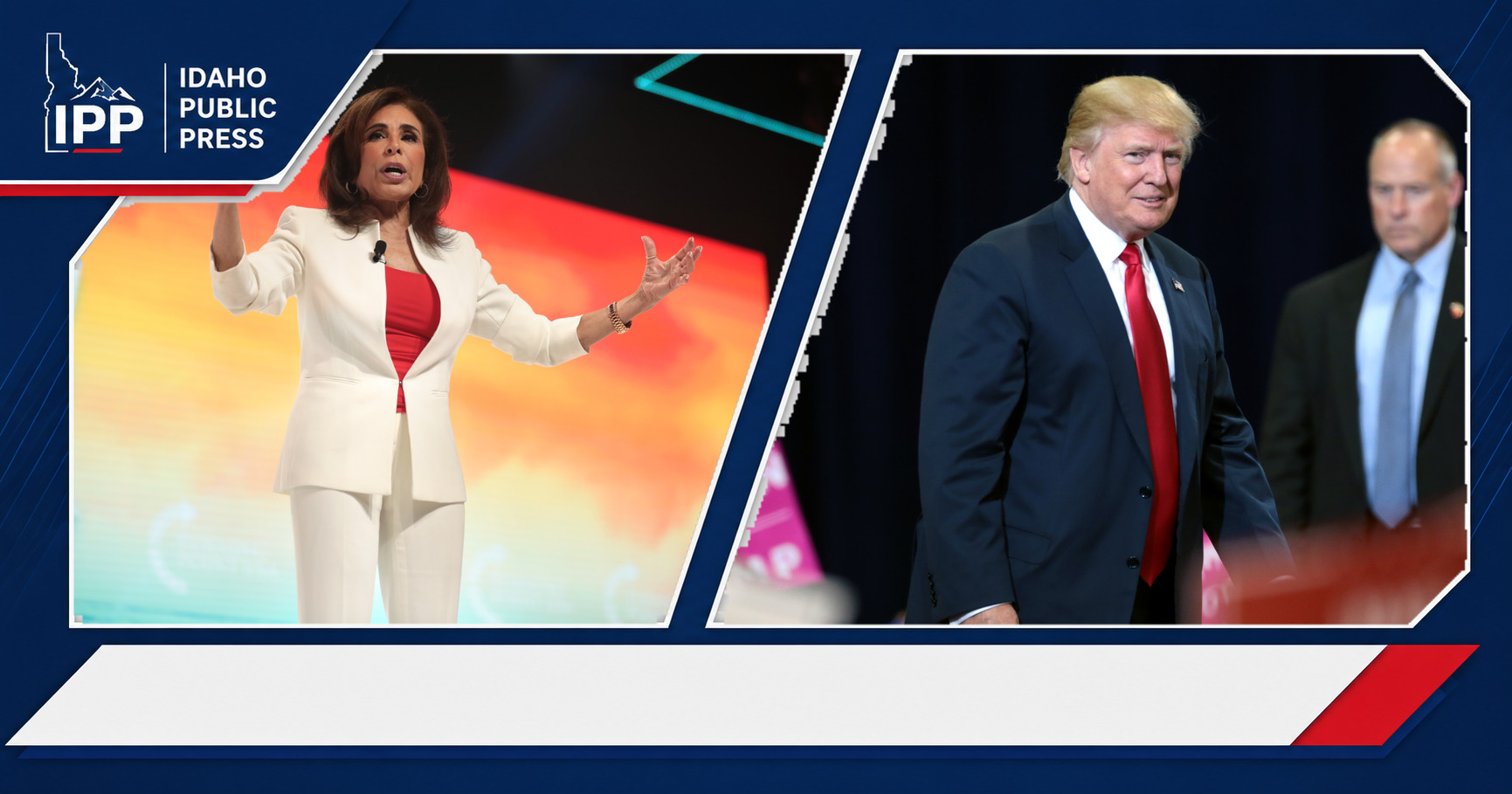 Jeanine Pirro and Donald Trump featured editorial graphic