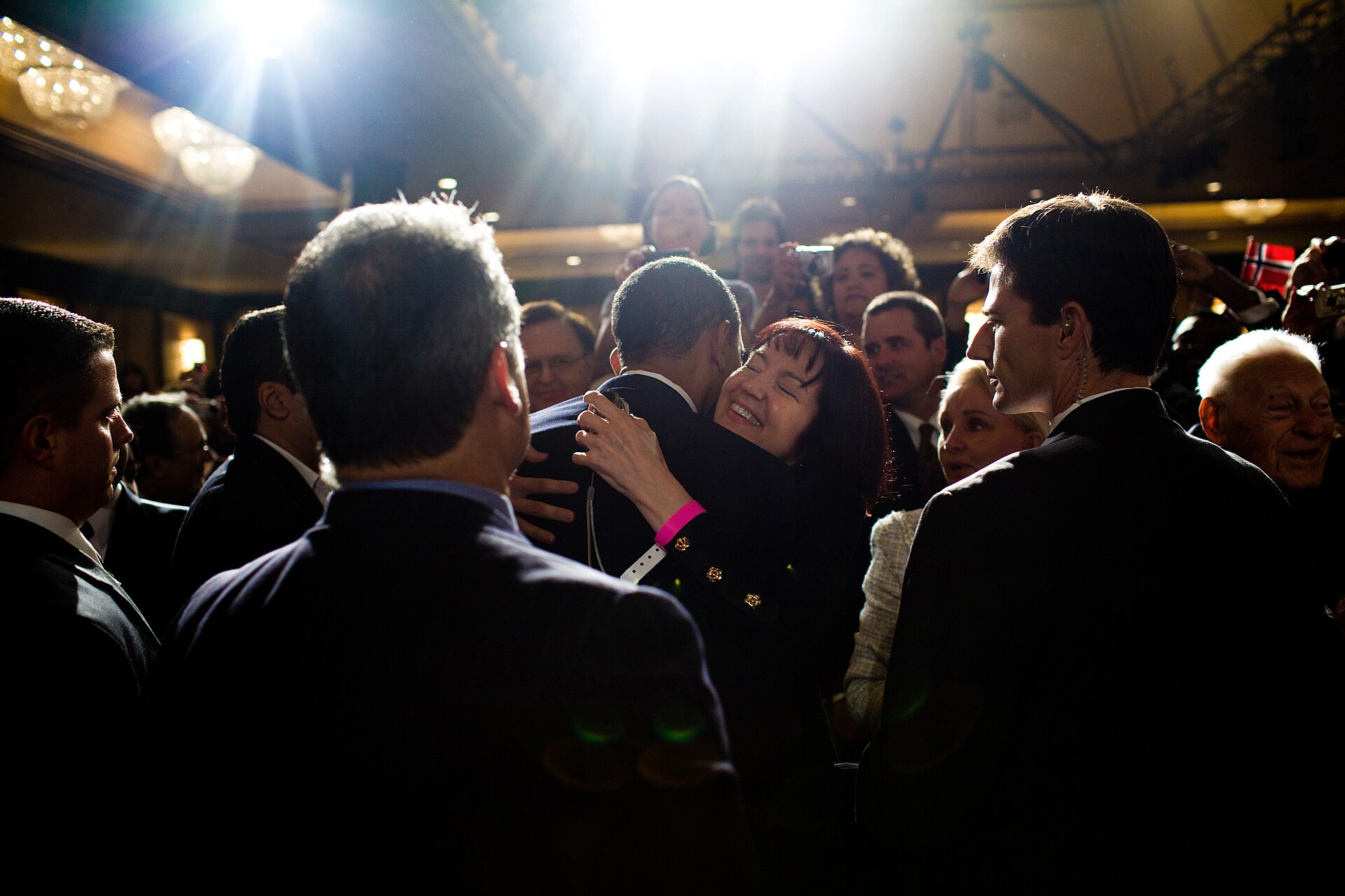 Barack Obama greets guests at the Democratic National Committee reception, 2009