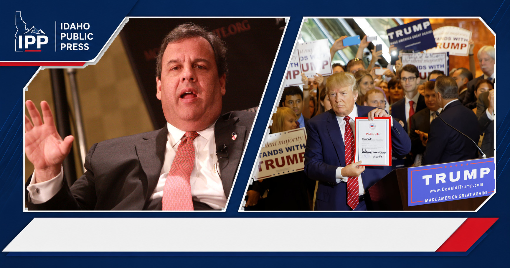 Chris Christie and Donald Trump featured editorial graphic