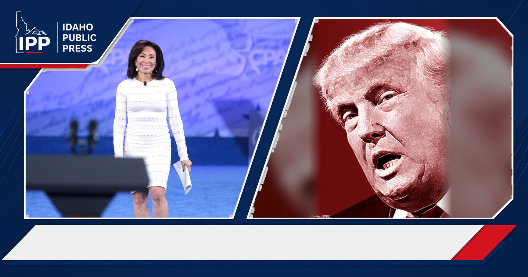Jeanine Pirro and Donald Trump featured editorial graphic
