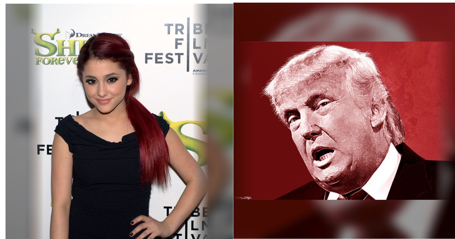 Ariana Grande and Donald Trump featured editorial graphic