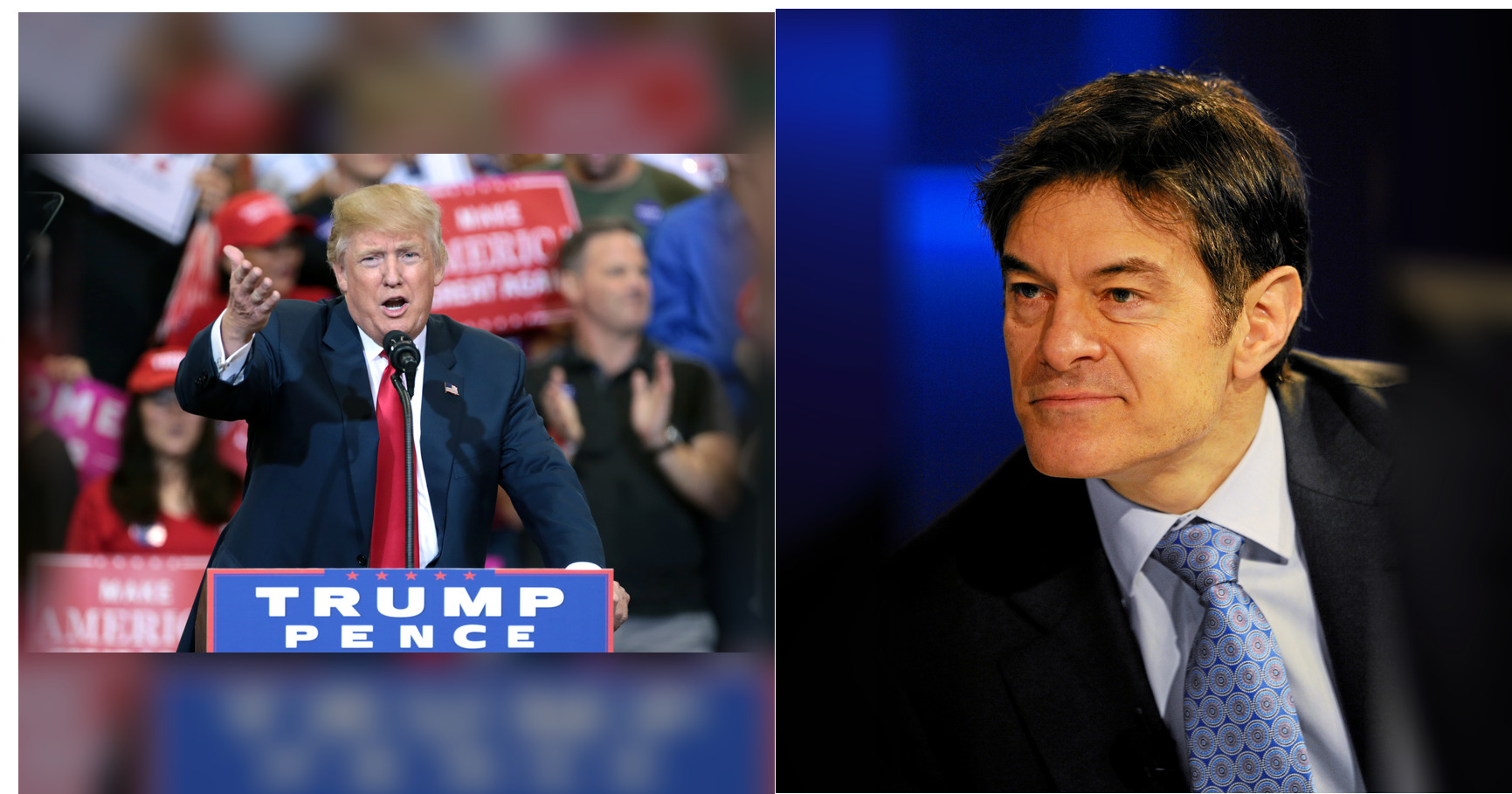 Donald Trump and Mehmet Oz featured editorial graphic