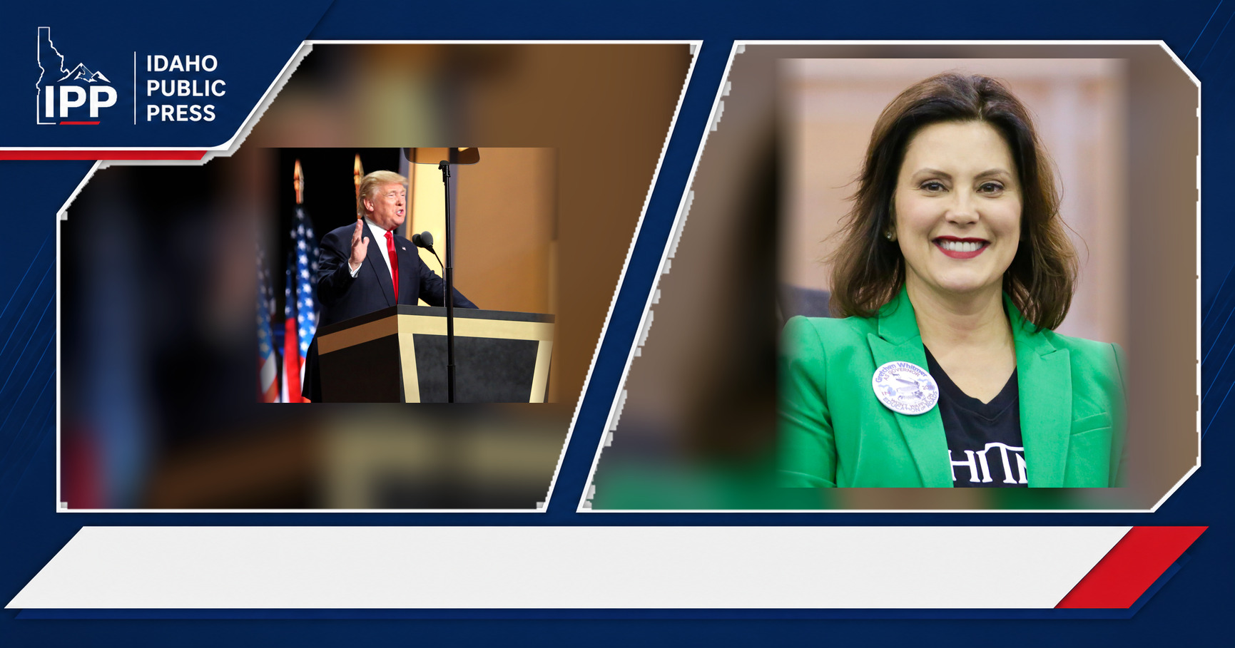 Donald Trump and Gretchen Whitmer featured editorial graphic