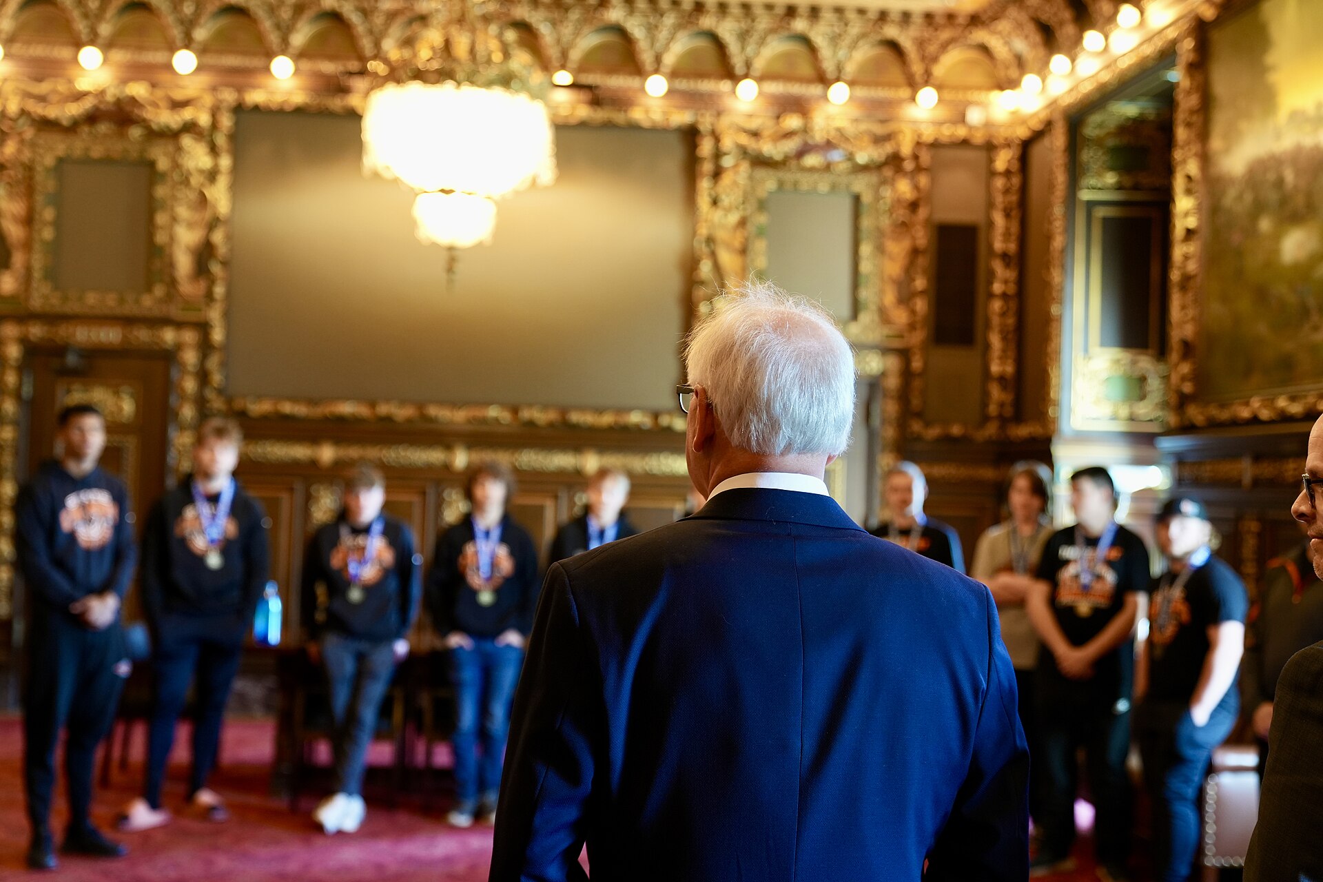 Tim Walz meets with Cherry High School Varsity Boys Basketball team in Minnesota on April 30, 2024 5