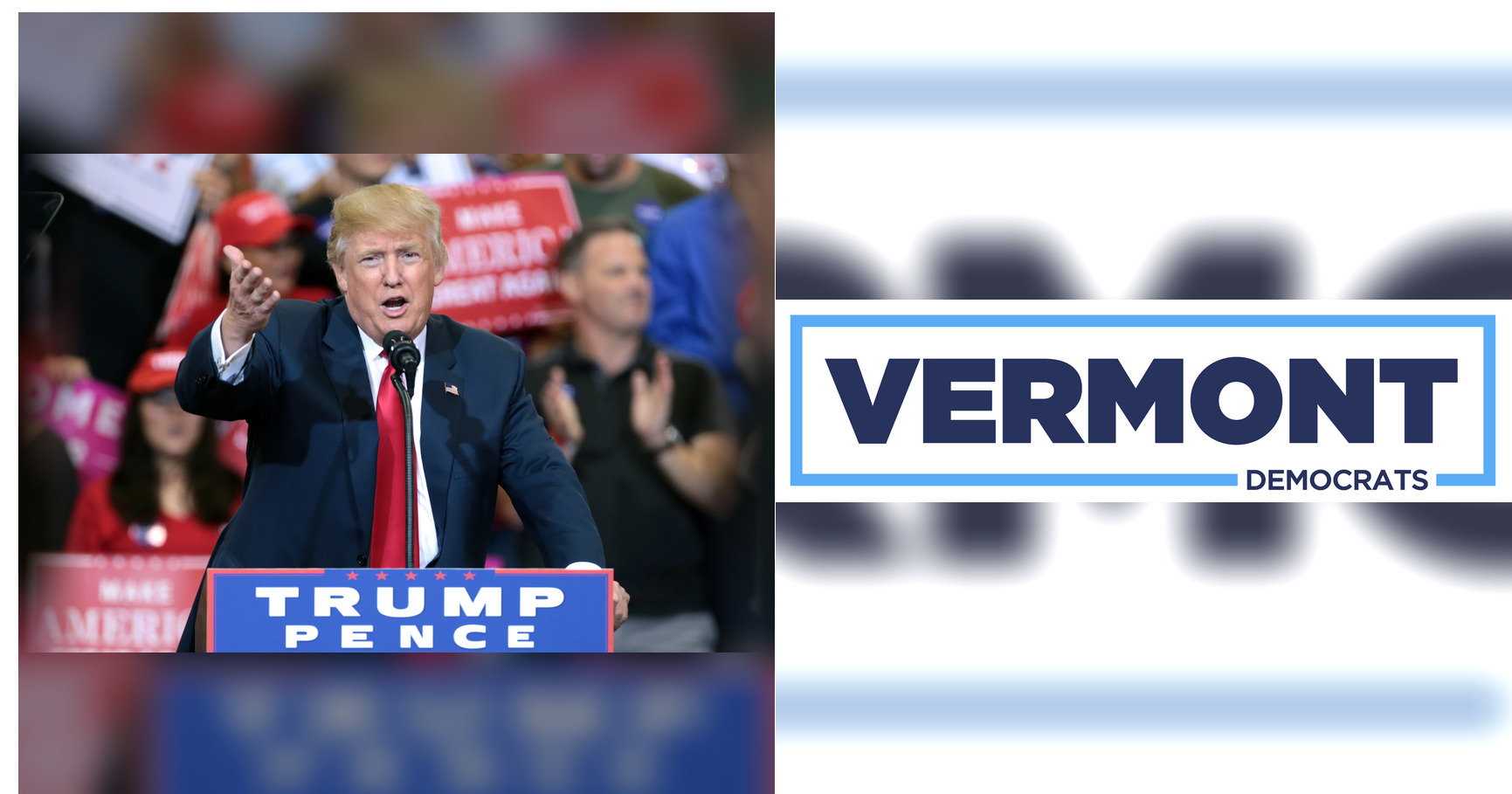 Donald Trump and Democratic Party featured editorial graphic