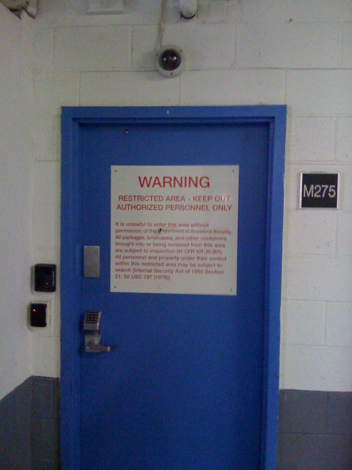 The Blue Department of Homeland Security Door
