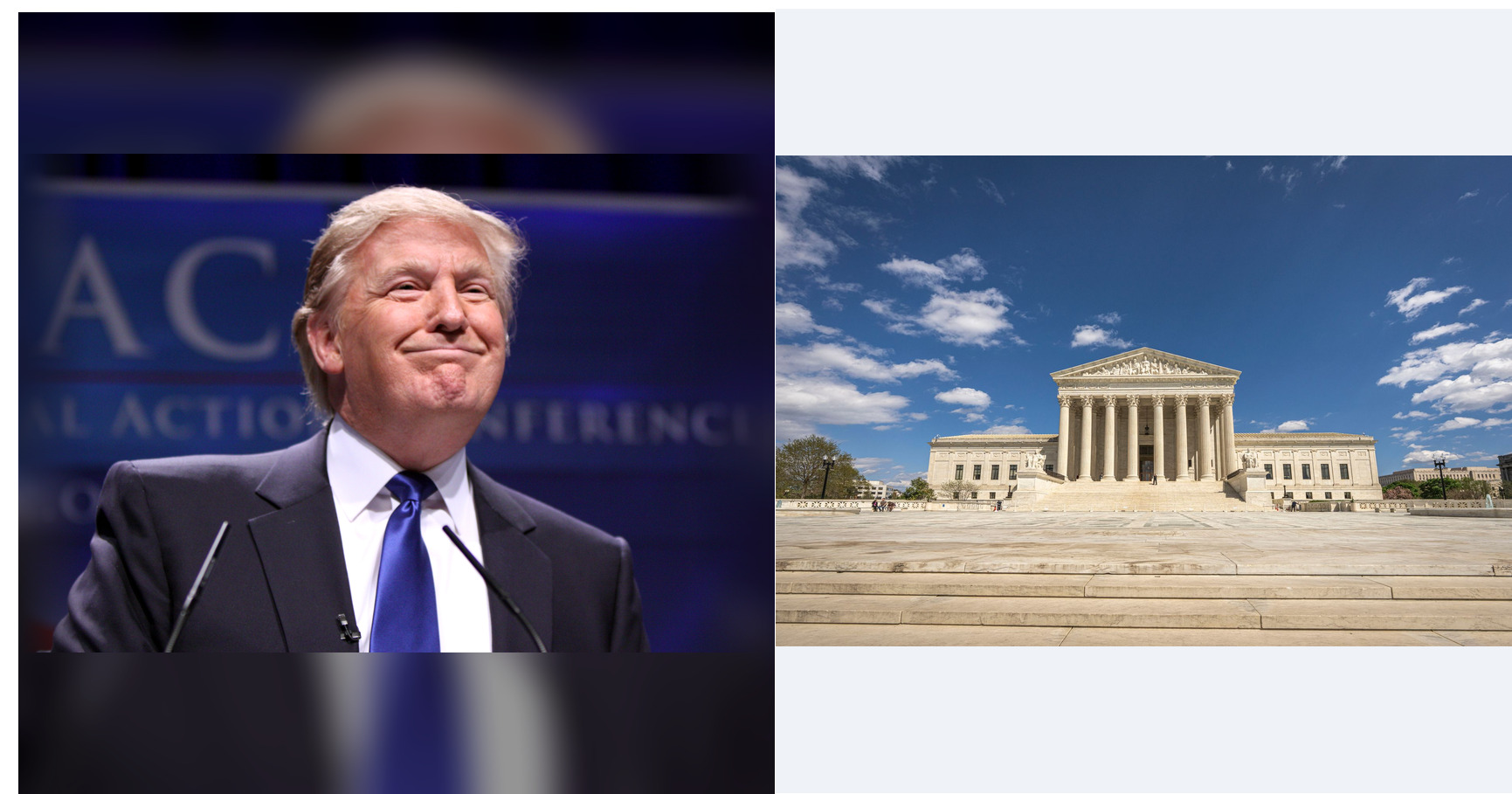 Donald Trump and Supreme Court of the United States featured editorial graphic