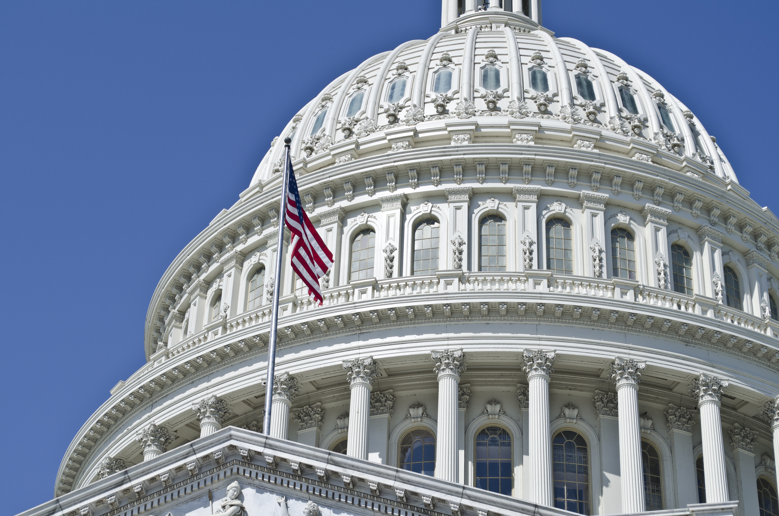 Flag flying on east portico United States Capitol 2013 04 27