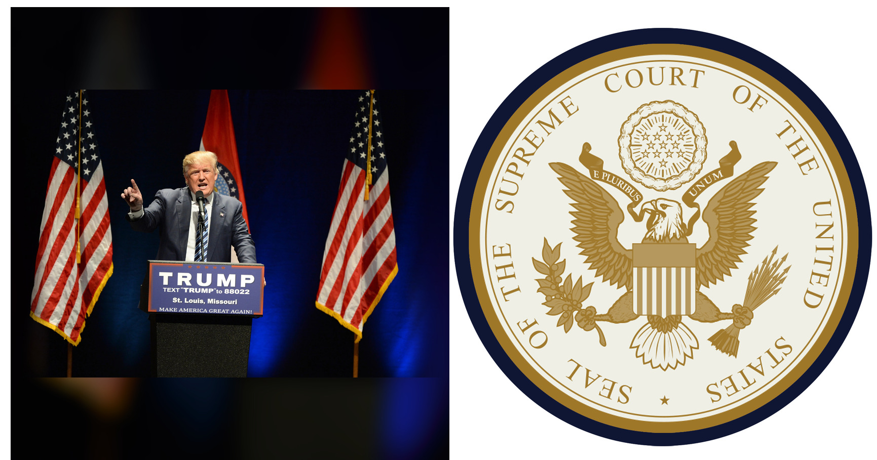 Donald Trump and Supreme Court featured editorial graphic