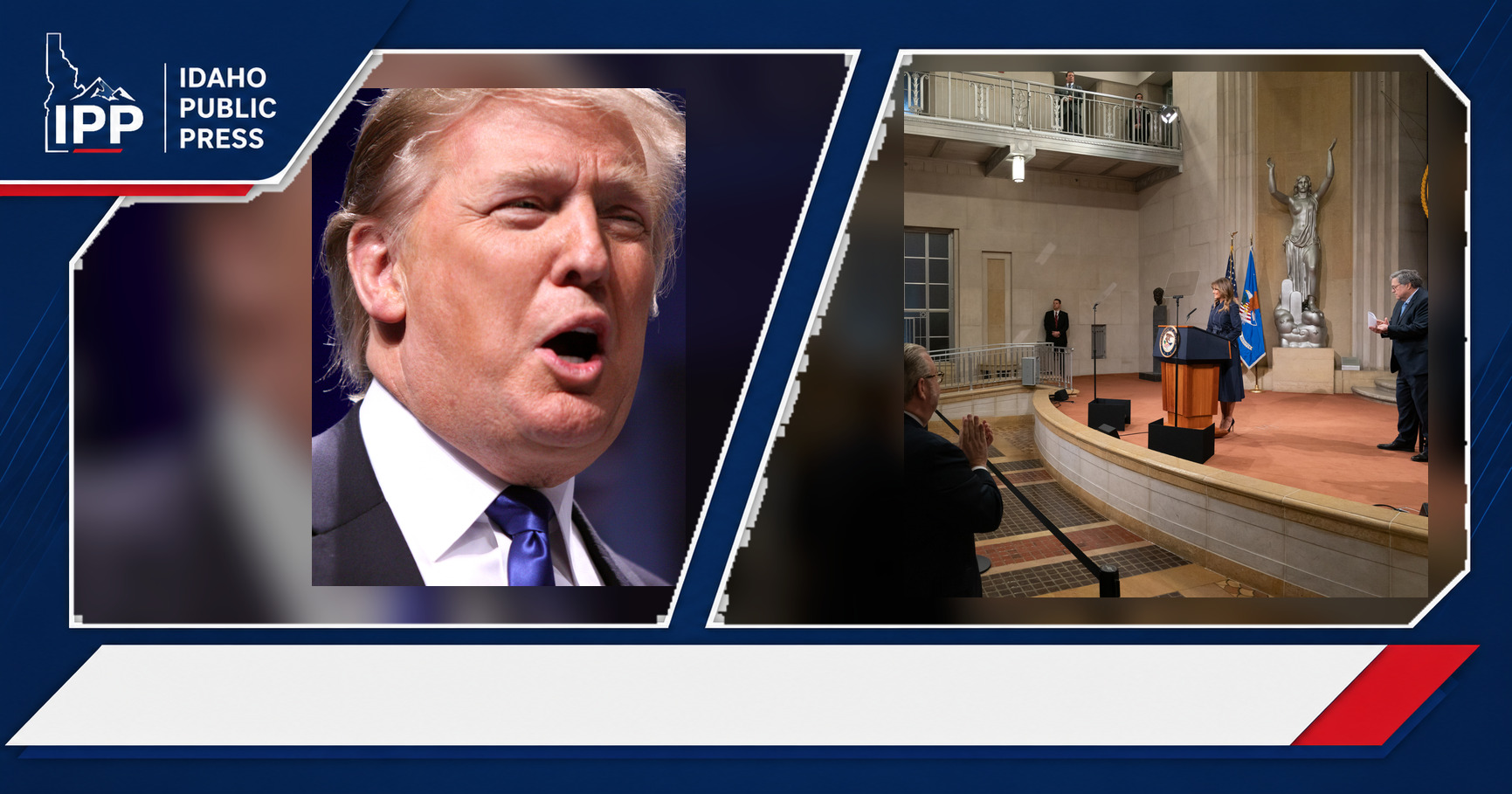 Donald Trump and U.S. Department of Justice featured editorial graphic