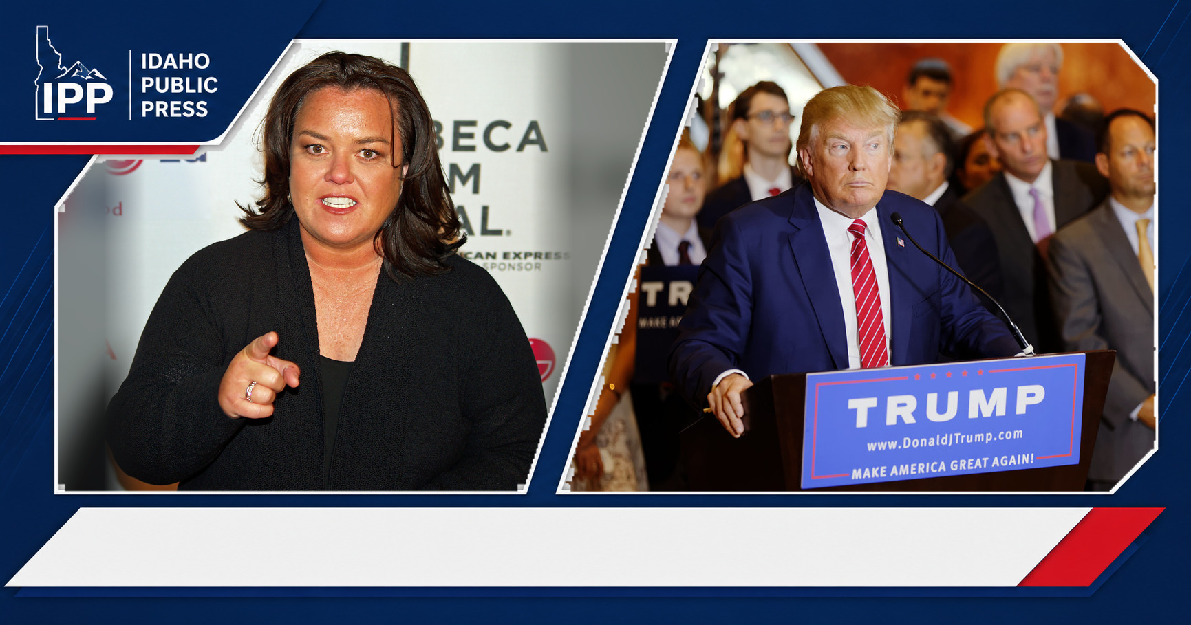 Rosie O'Donnell and Donald Trump featured editorial graphic