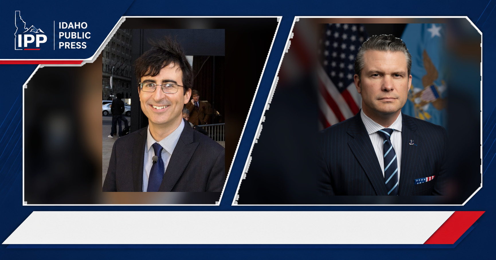 John Oliver and Pete Hegseth featured editorial graphic
