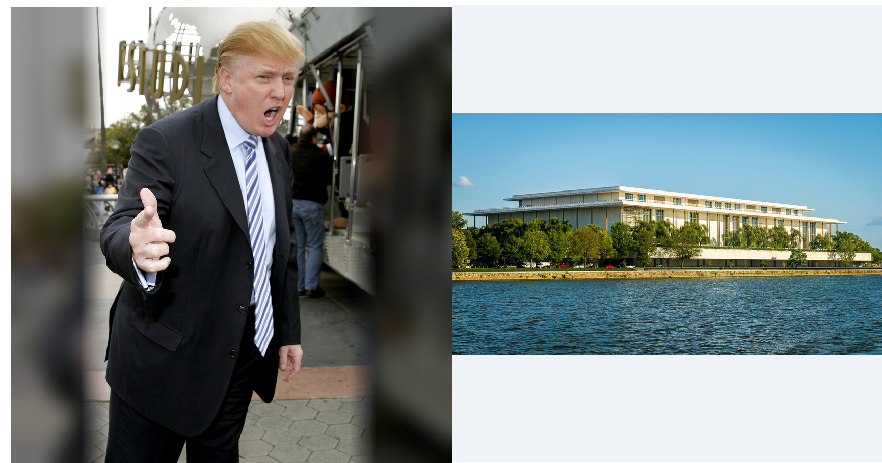 Donald Trump and Kennedy Center featured editorial graphic