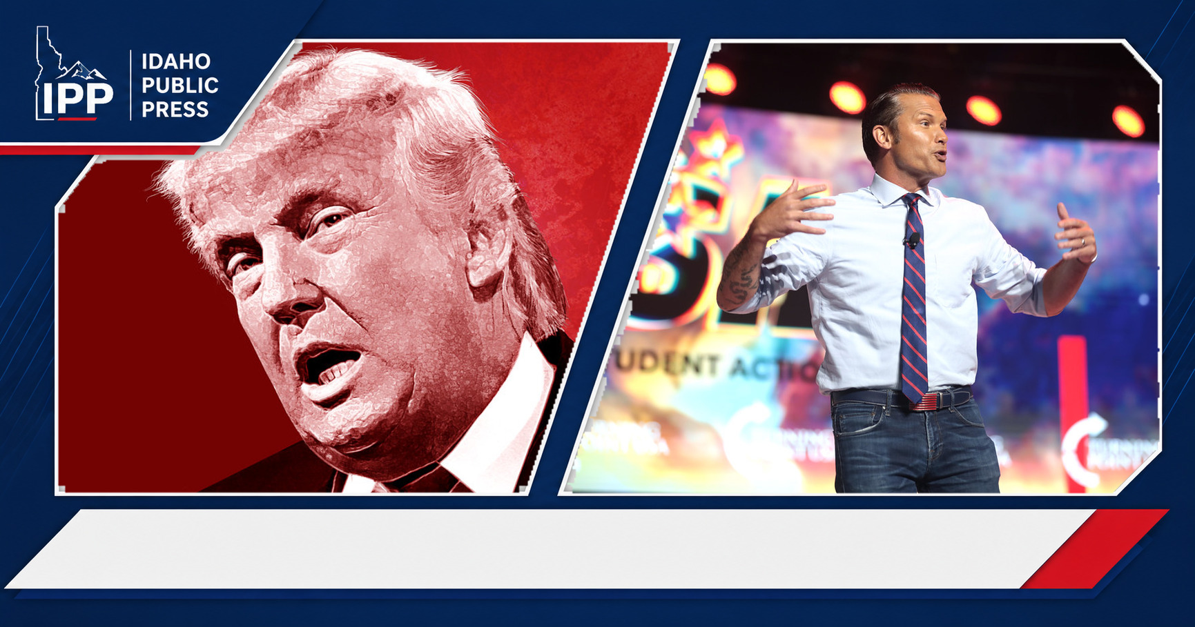 Donald Trump and Pete Hegseth featured editorial graphic