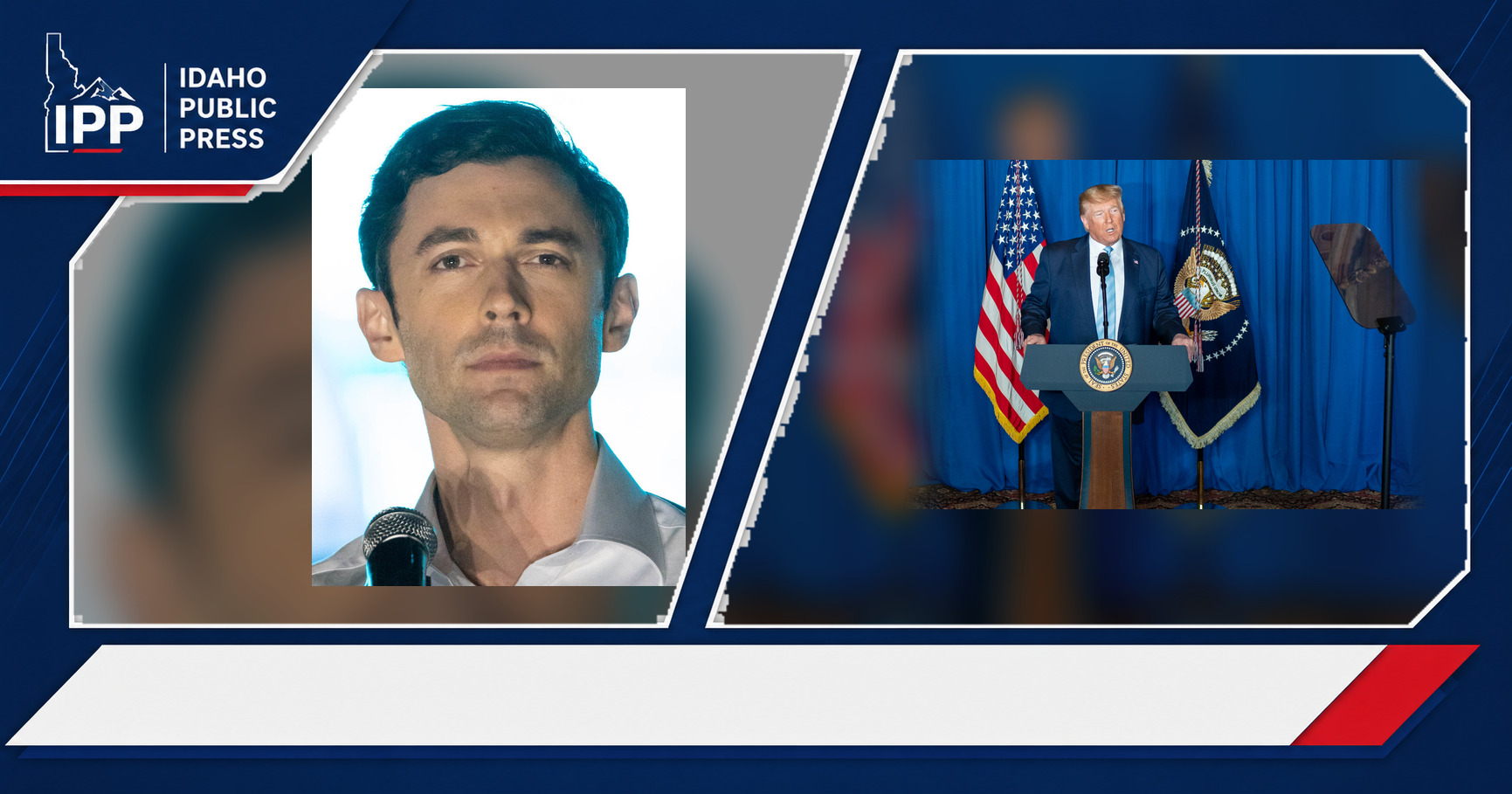 Jon Ossoff and Donald Trump featured editorial graphic