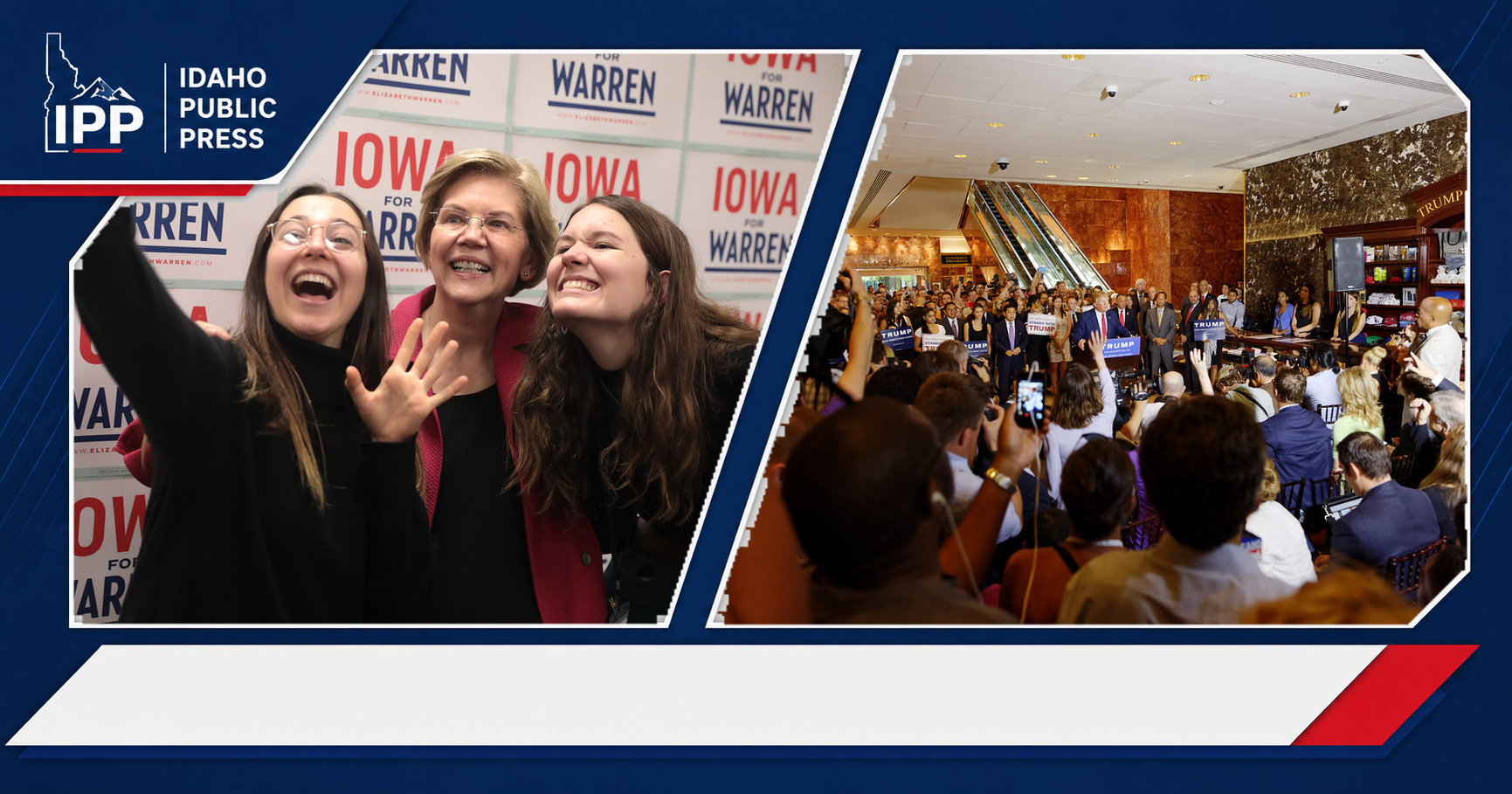 Elizabeth Warren and Donald Trump featured editorial graphic