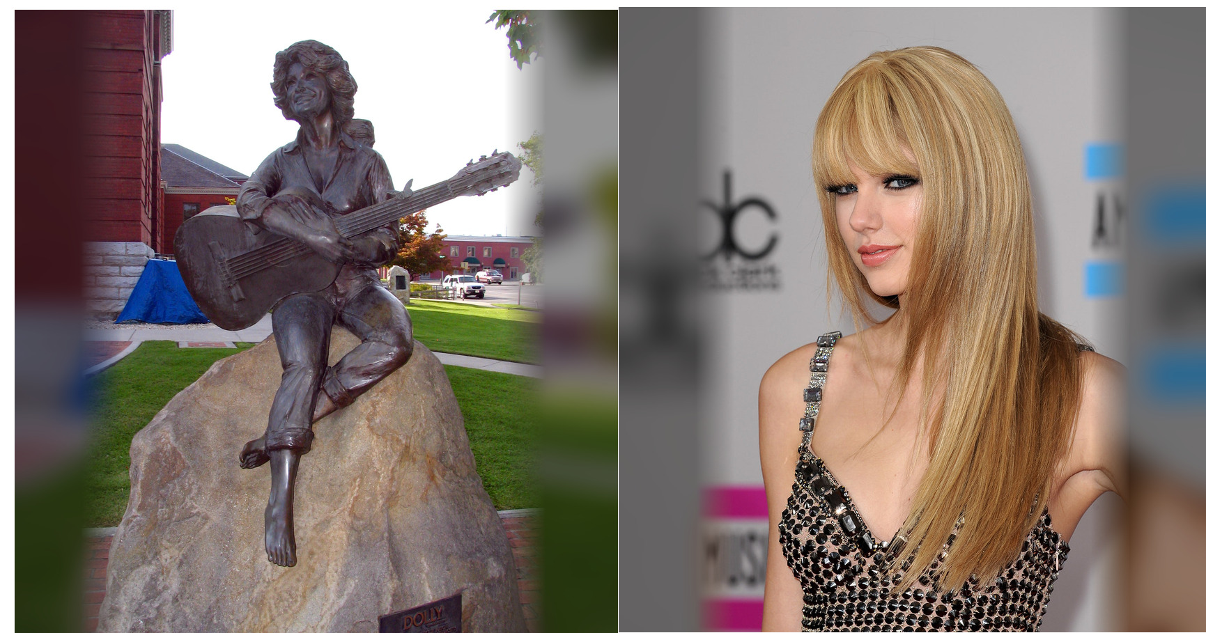 Dolly Parton and Taylor Swift featured editorial graphic