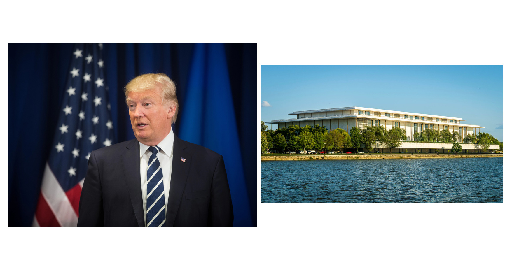 Trump and Kennedy Center featured editorial graphic
