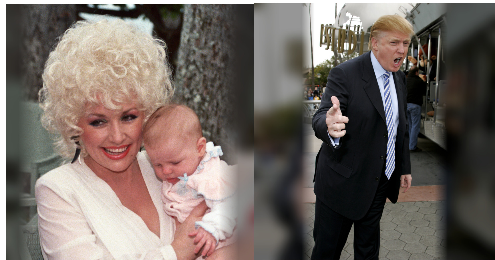 Dolly Parton and Donald Trump featured editorial graphic