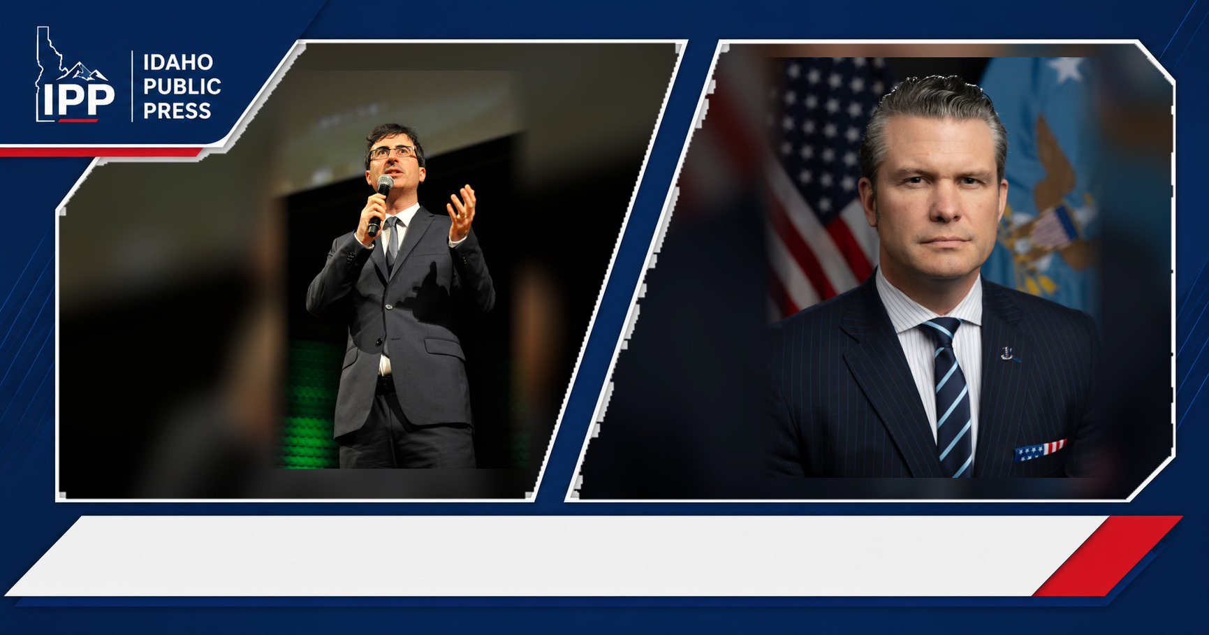 John Oliver and Pete Hegseth featured editorial graphic