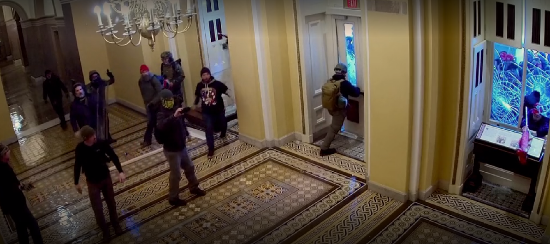 Initial breach of the Capitol during January 6 attack as recorded by security camera