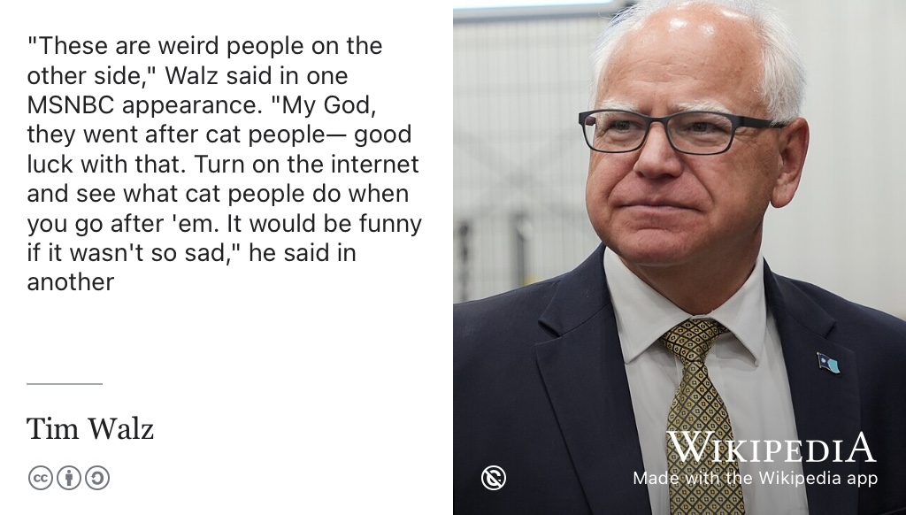 Tim Walz on weird Republican vibes and their jibes about “childless cat ladies” 😻