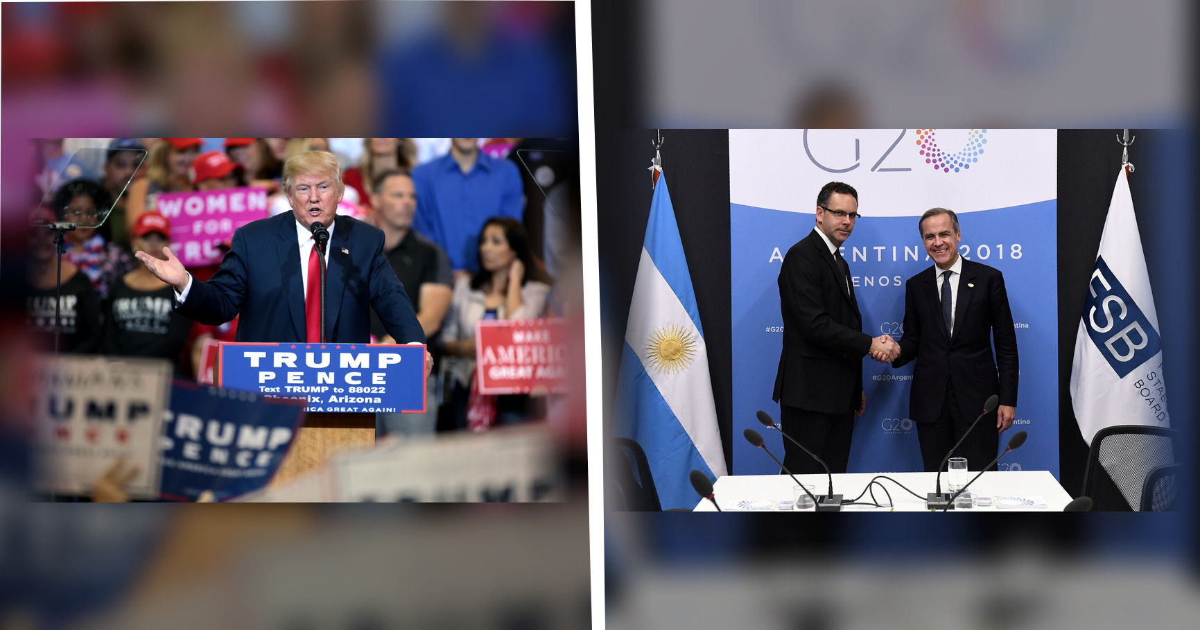 Donald Trump and Mark Carney featured editorial graphic